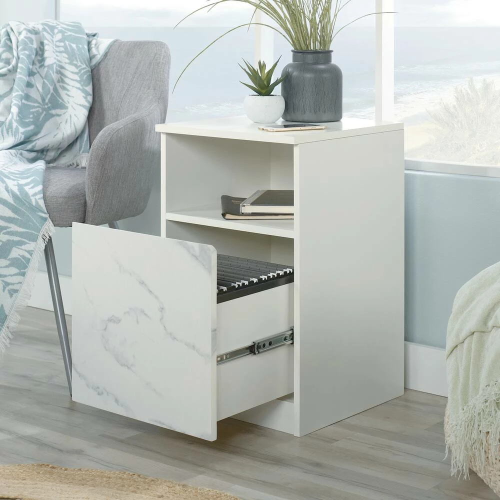 Sauder Hudson Court Open-Shelf Nightstand With Storage, Pearl Oak - Image 7