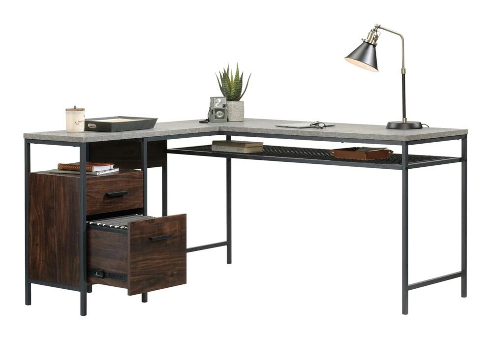 Sauder Market Commons Corner L-Shaped Home Office Computer Desk, Rich Walnut Finish - Image 9