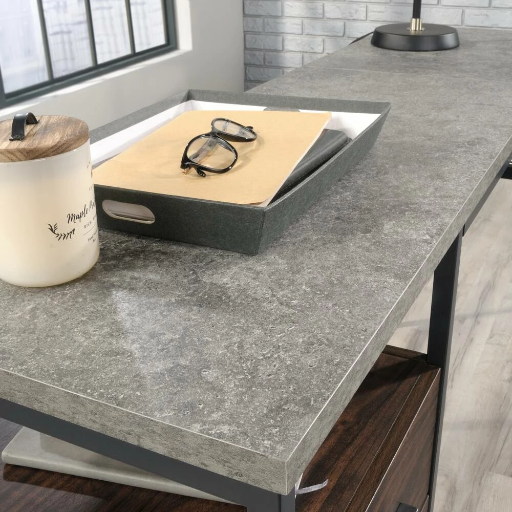 Sauder Market Commons Corner L-Shaped Home Office Computer Desk, Rich Walnut Finish - Image 8