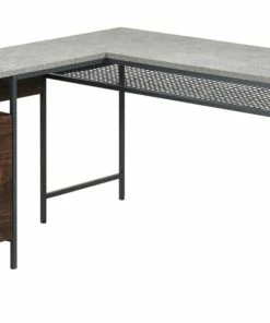 Sauder Market Commons Corner L-Shaped Home Office Computer Desk, Rich Walnut Finish