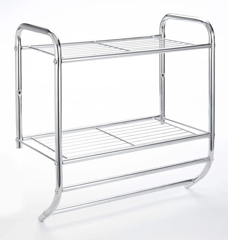 Sauder Wall-Mounted Towel Shelf/Hanger Rack For Bathroom Storage, Chrome - Image 2
