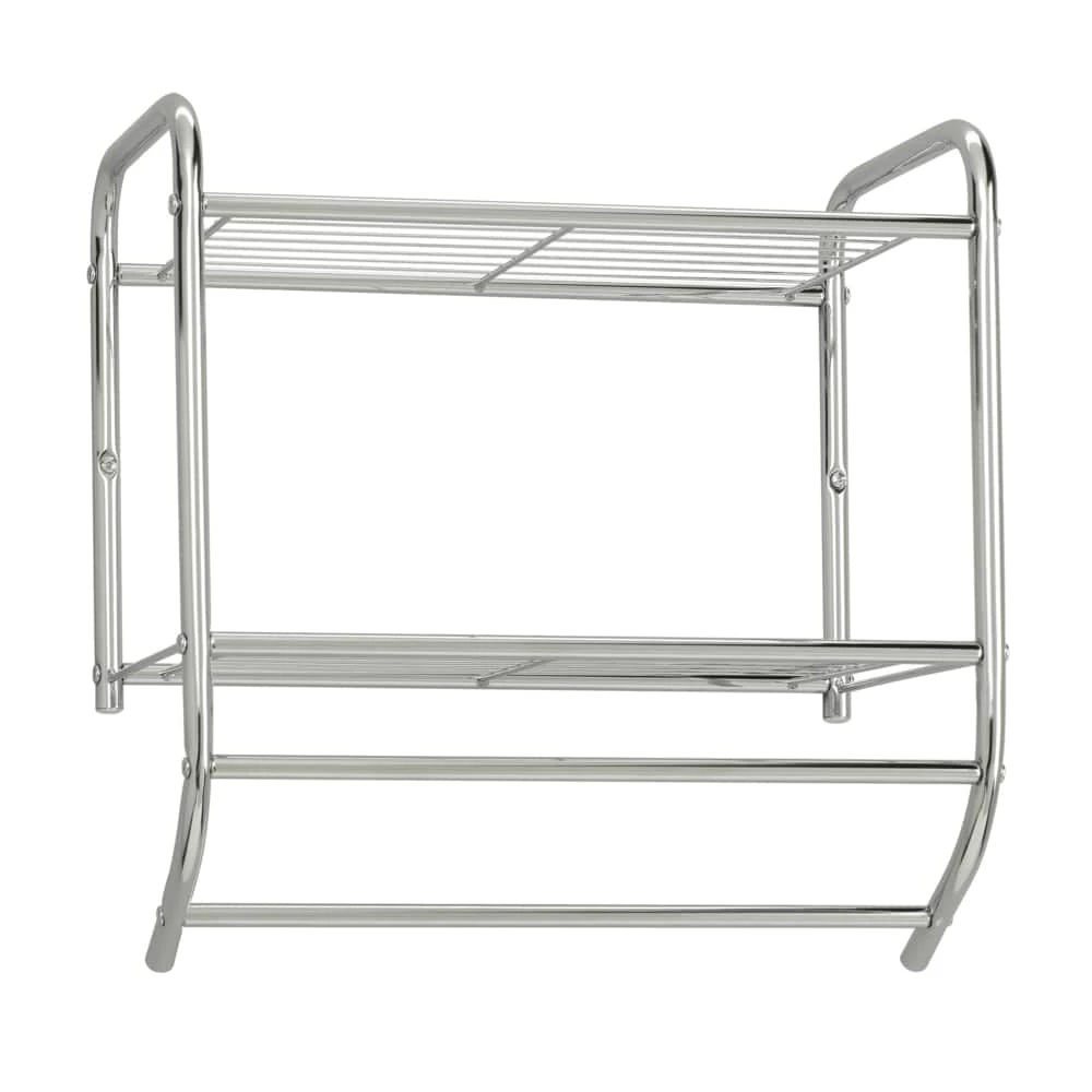Sauder Wall-Mounted Towel Shelf/Hanger Rack For Bathroom Storage, Chrome