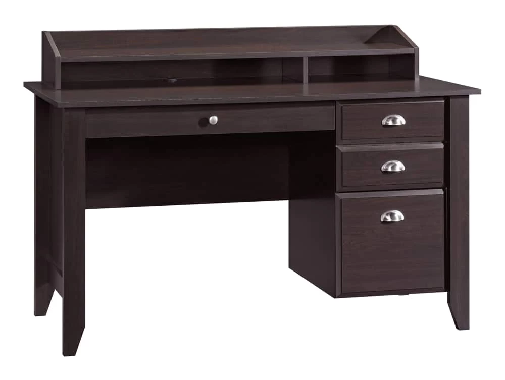Sauder Shoal Creek 3-Drawer Home Office Computer Desk With Hutch, Jamocha Wood Finish