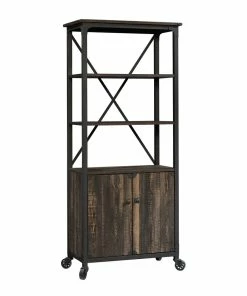 Sauder Steel River Open-Shelf Bookcase With Doors, Carbon Oak