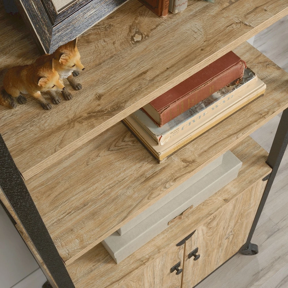Sauder Steel River Open-Shelf Bookcase With Doors, Milled Mesquite - Image 9
