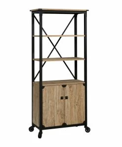 Sauder Steel River Open-Shelf Bookcase With Doors, Milled Mesquite