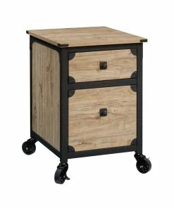 Sauder Steel Pedestal River File Cabinet With Drawers, Milled Mesquite
