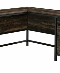 Sauder Steel River 2-Drawer Corner L-Shaped Home Office Computer Desk, Carbon Oak Finish