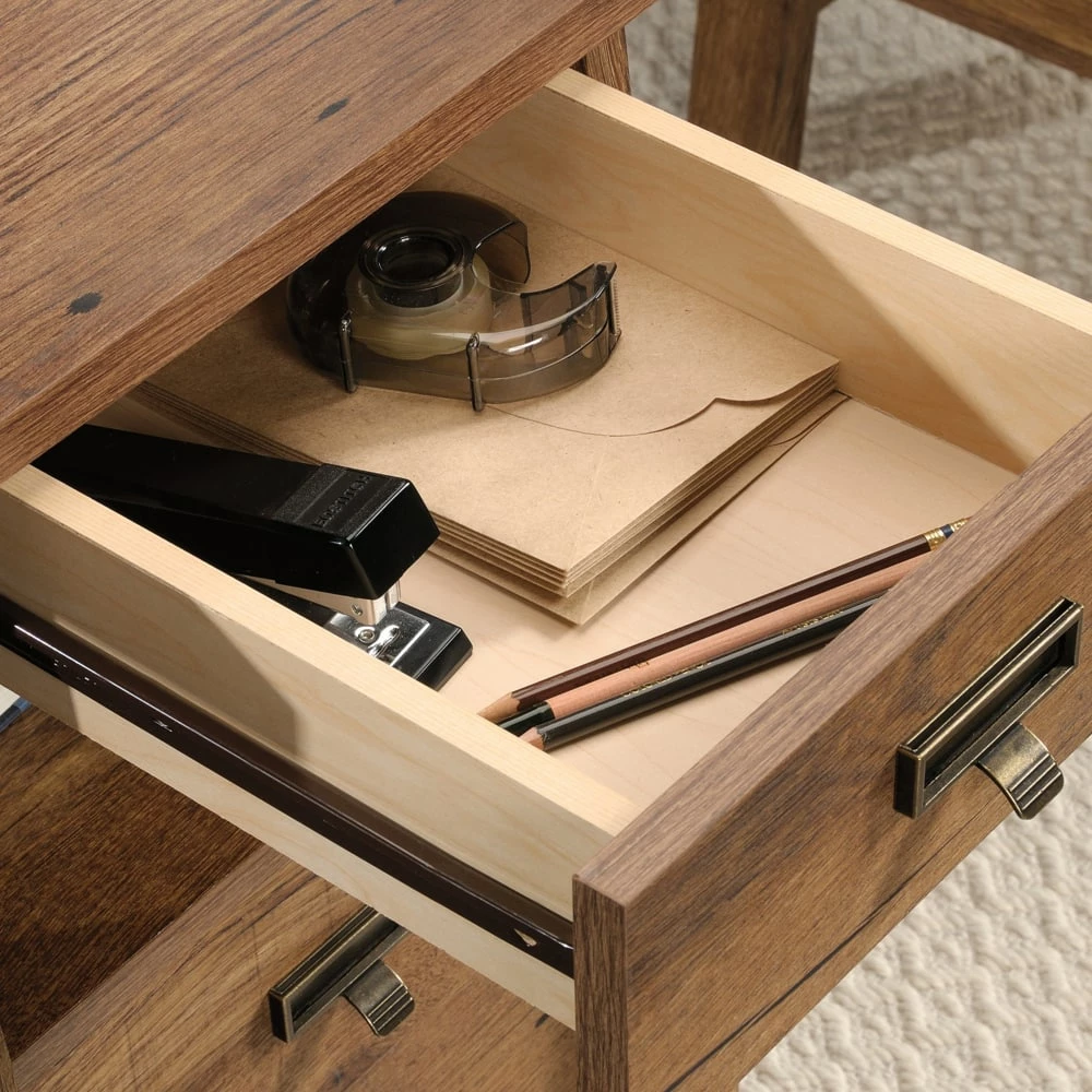 Sauder 4-Drawer Home Office Executive Trestle Desk With File Storage, Vintage Oak Finish - Image 7