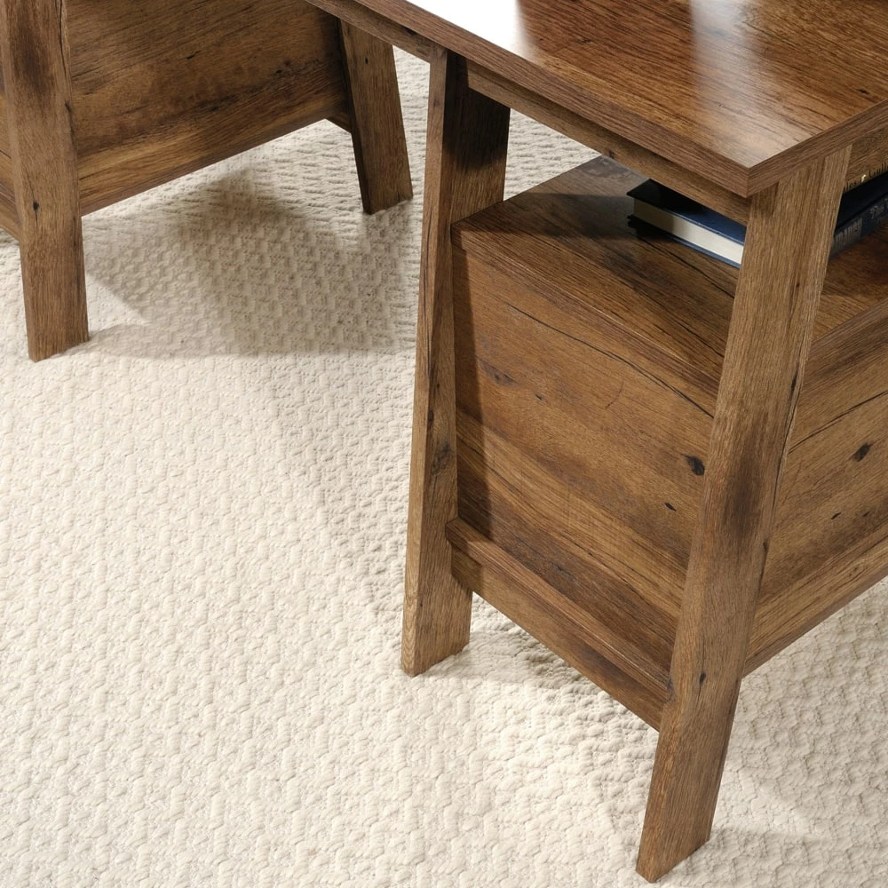 Sauder 4-Drawer Home Office Executive Trestle Desk With File Storage, Vintage Oak Finish - Image 2