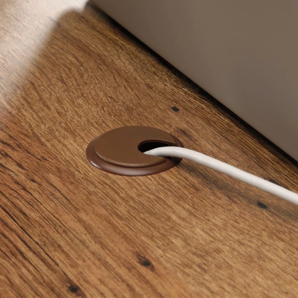 Sauder 4-Drawer Home Office Executive Trestle Desk With File Storage, Vintage Oak Finish